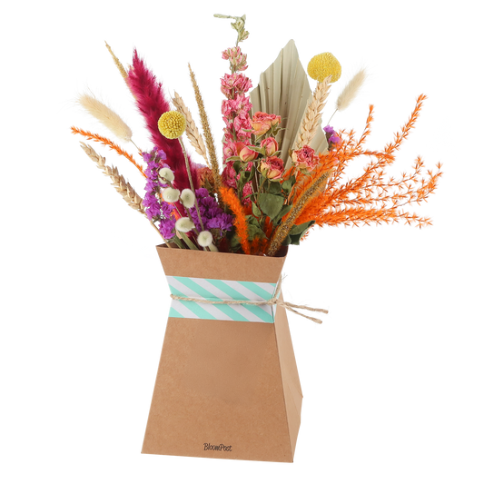 Getrocknete Blumen + faltbare Vase