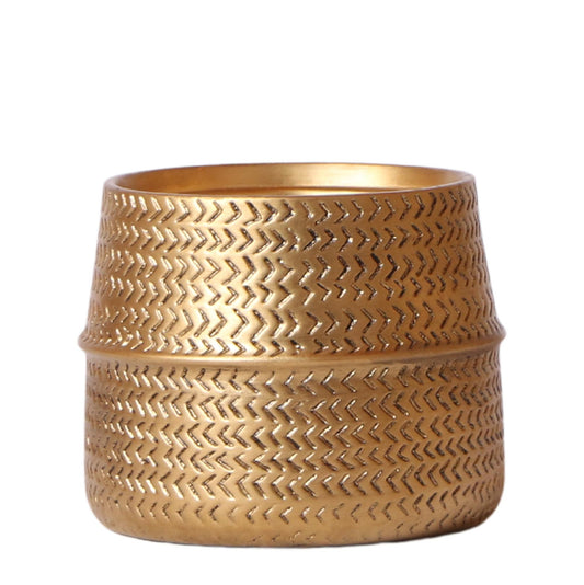 Kolibri Home | Groove Blumentopf - Goldener Keramik-Topf - Topfgröße - Ø12cm