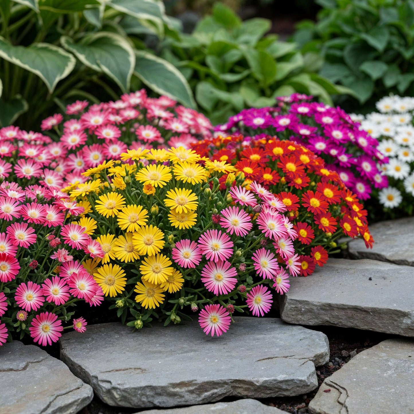 GreenboutiQ - Bodendecker - Winterhart - Delosperma - 8 Pflanzen - Farben Rot - Gelb - Lila - Rosa - Wenig Pflege - Topf 14cm Höhe 17cm