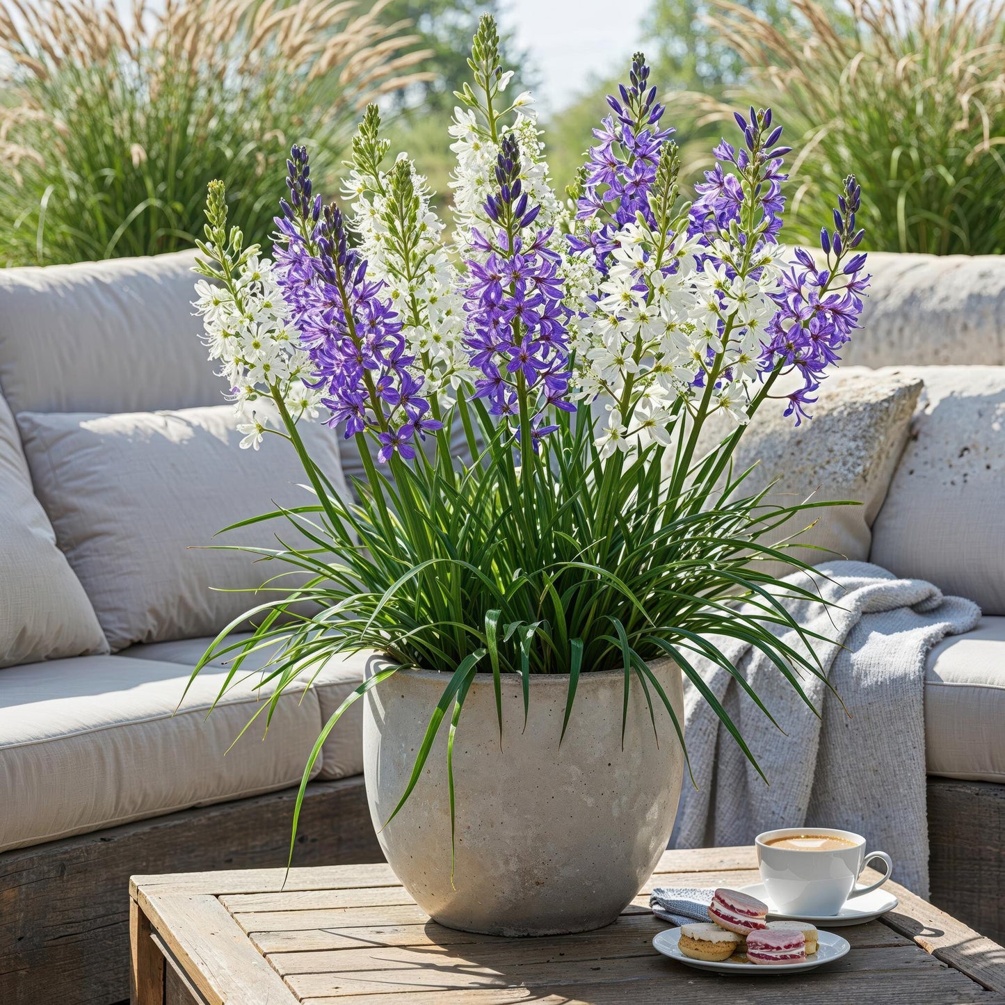 GreenboutiQ - Blumenzwiebeln - Camassia Leichtlinii Mix - Farbe Lila und Weiß - 5 Stück - Zwiebelgröße 12/14 - XXL Pack