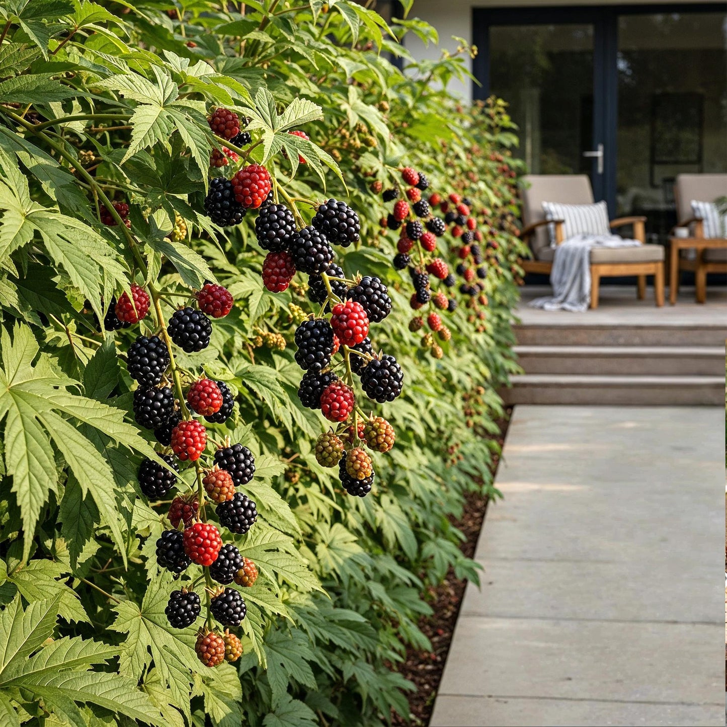 GreenboutiQ - Obstpflanzen - Immergrüne Brombeere - Rubus Thornless Evergreen - Winterhart - 6 Pflanzen - Topf 9 cm - Schwarze Brombeere