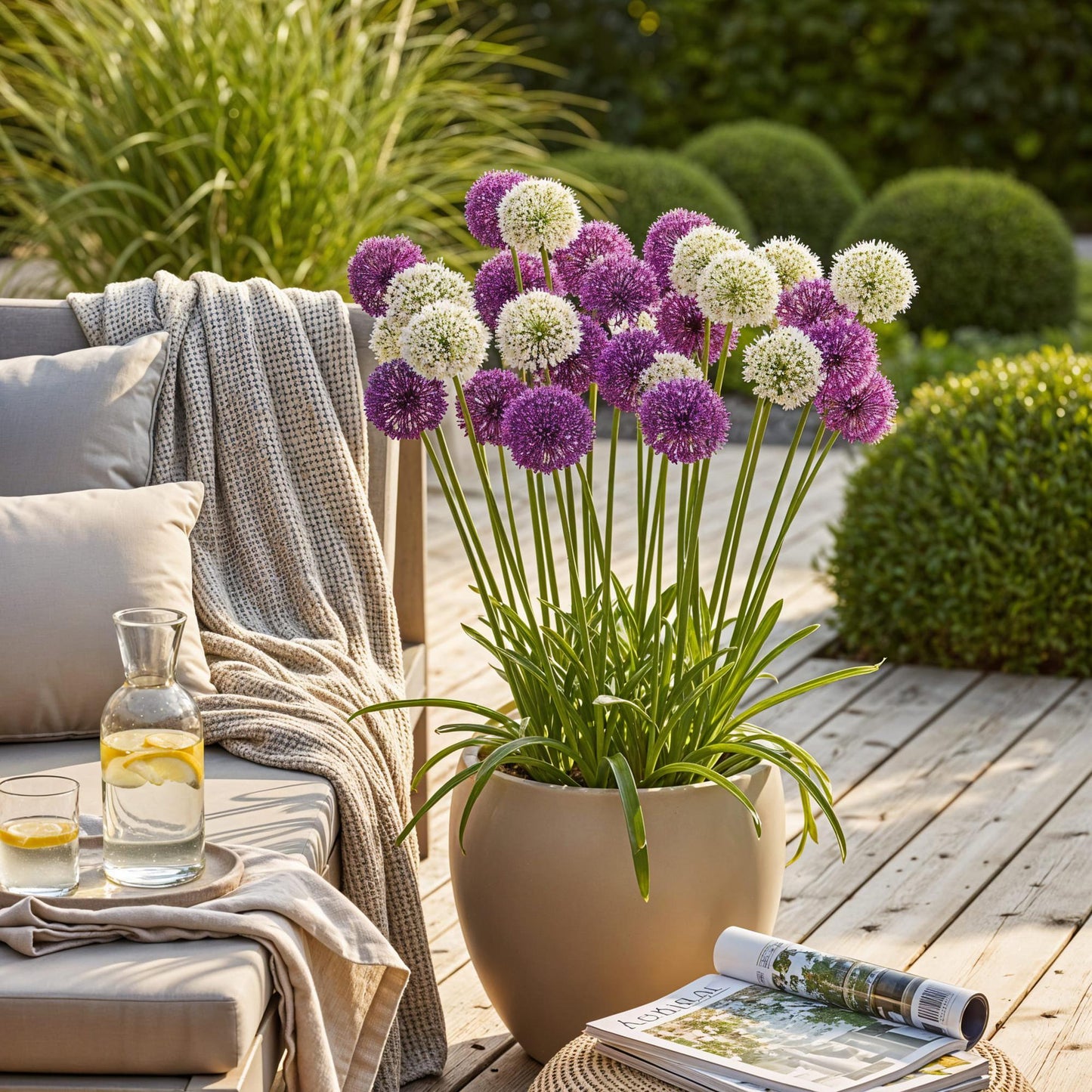 GreenboutiQ - Blumenzwiebeln - Allium Purple White Mix - Bulbs Hardy Perennial - Farbe Lila und Weiß - 15 Stück - Zwiebelgröße 10/12 - XXL Pack