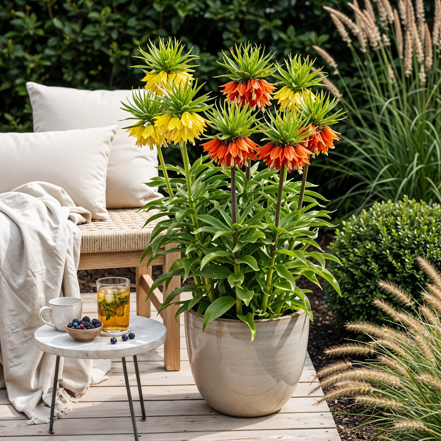 GreenboutiQ - Blumenzwiebeln - Fritillaria Imperialis Mix - Farbe Gelb und Orange - 3 Stück - Zwiebelgröße 18/20 - XXL Pack