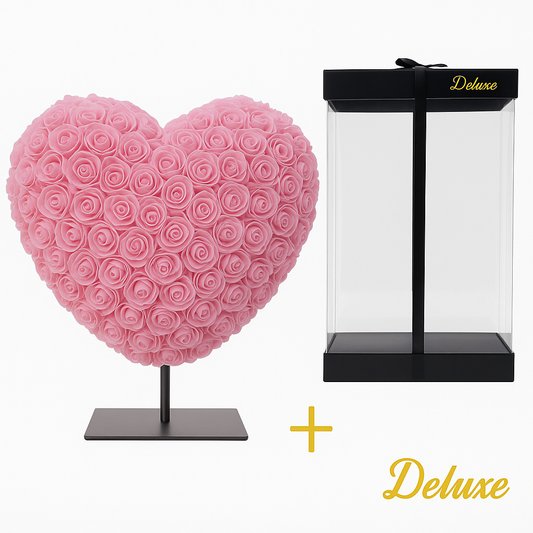 Herz DELUXE auf Ständer 25 cm | Hellrosa | in luxuriöser Geschenkverpackung 25 cm