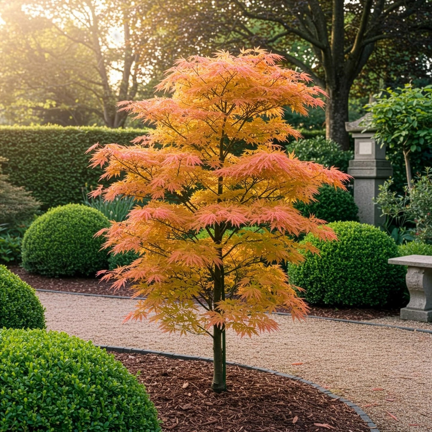 GreenboutiQ - Gartenpflanze - Acer palmatum Orange Dream - Orange - 1 Pflanze - Laubabwerfend - Wenig Pflege - Topf 12cm Höhe 35cm