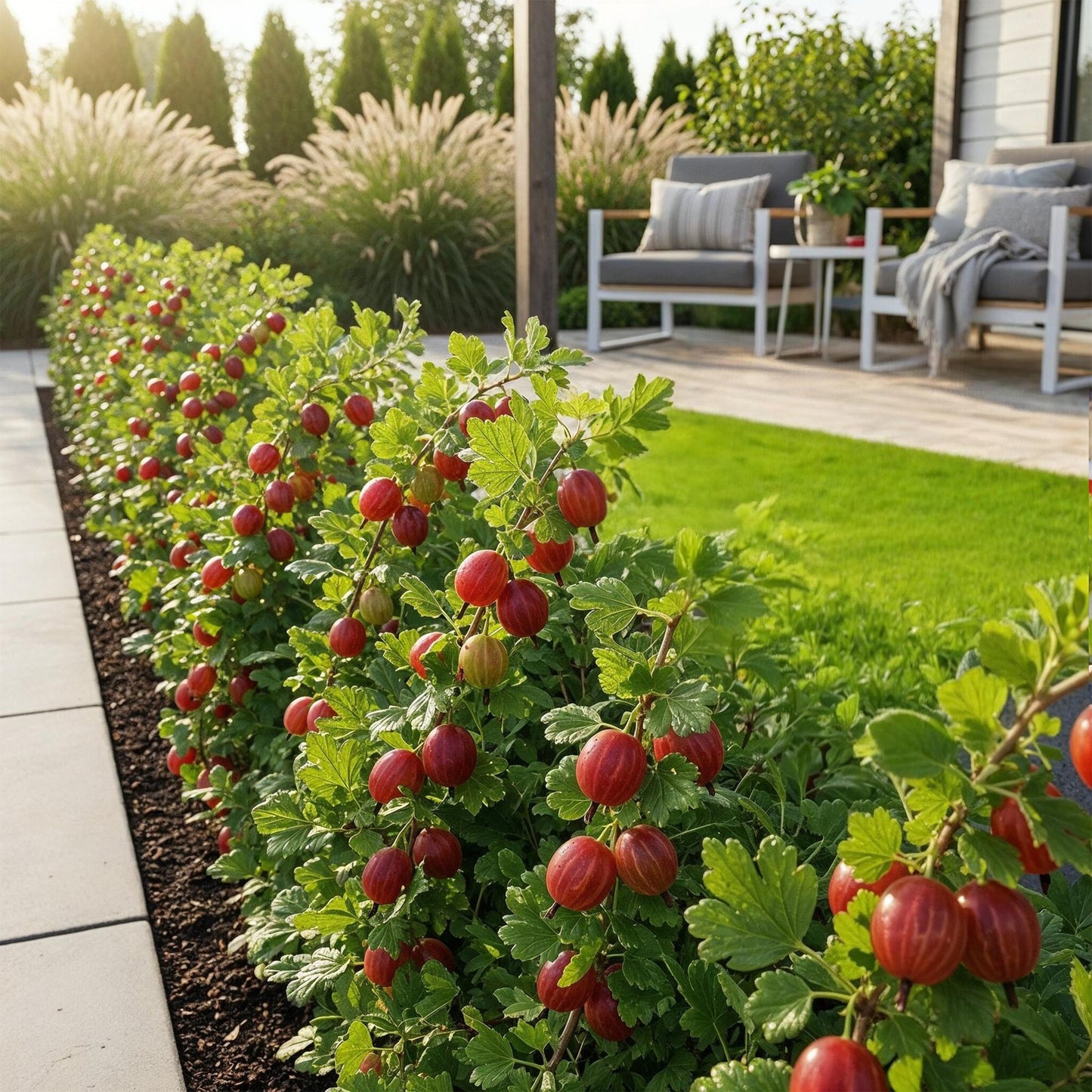 GreenboutiQ - Obstpflanzen - Jostabeere - Ribes uva-crispa Hinnonmaki Rod - Winterhart - 6 Pflanzen - Topf 9 cm - Rote Johannisbeere