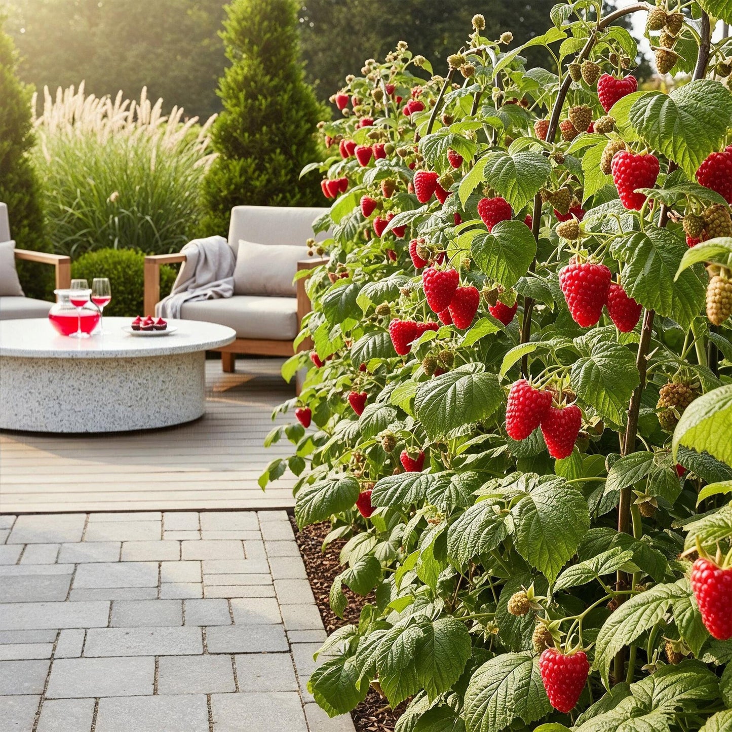 GreenboutiQ - Obstpflanzen - Himbeere - Rubus idaeus Heritage - Winterhart - 3 Pflanzen - Topf 9 cm - Rote Himbeere