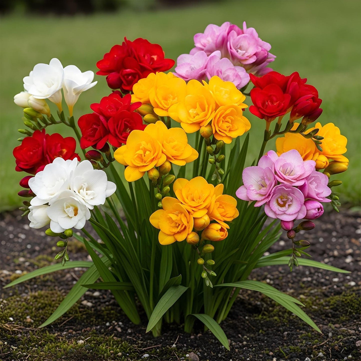 GreenboutiQ - Blumenzwiebeln - Freesia Double Mix - Verschiedene Farben - 40 Stück - Zwiebelgröße 5/6 - XXL Pack