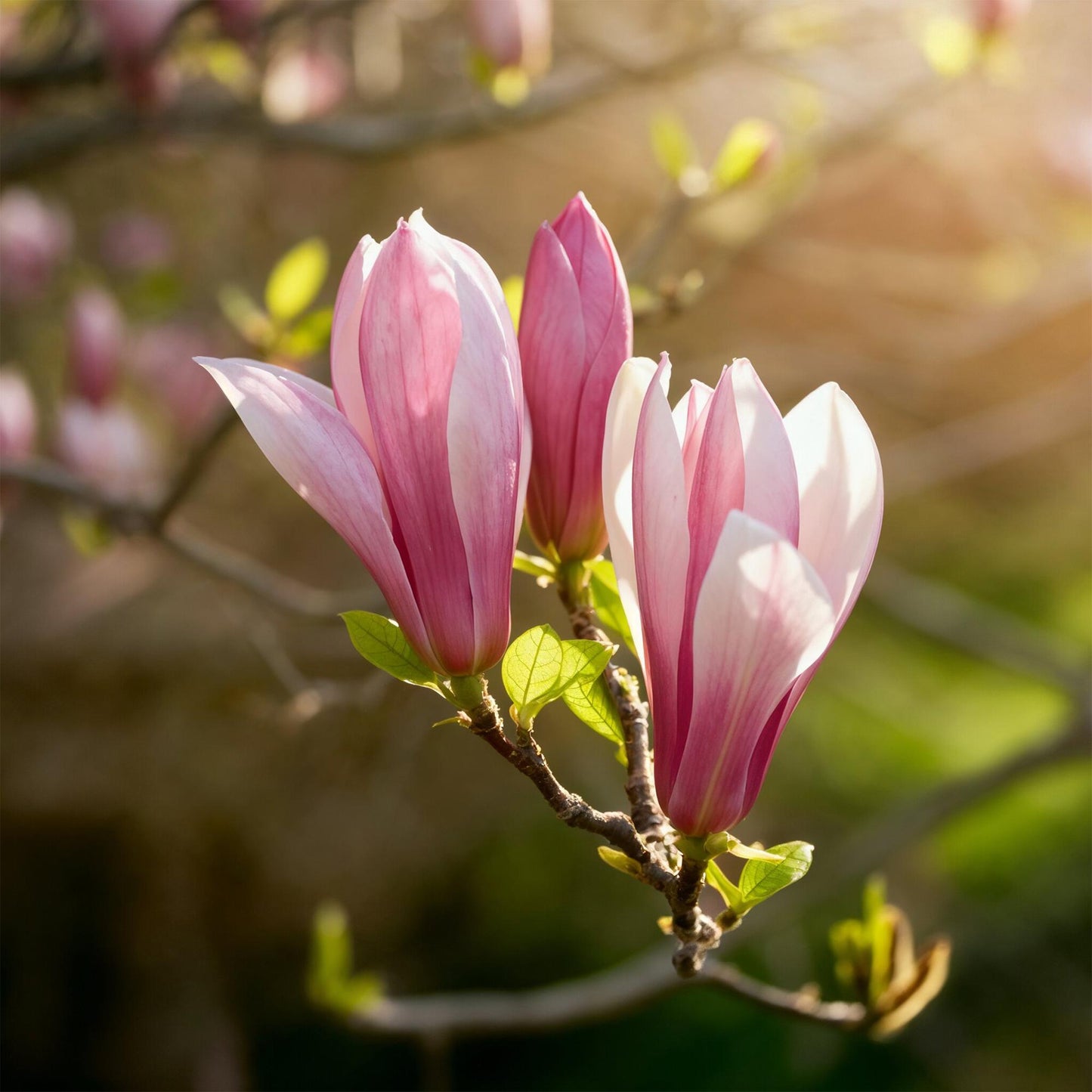 GreenboutiQ - Gartenpflanze - Magnolia Ricki - Blüte Rot - 3 Pflanzen - Laubabwerfend - Wenig Pflege - Topf 12cm Höhe 30cm