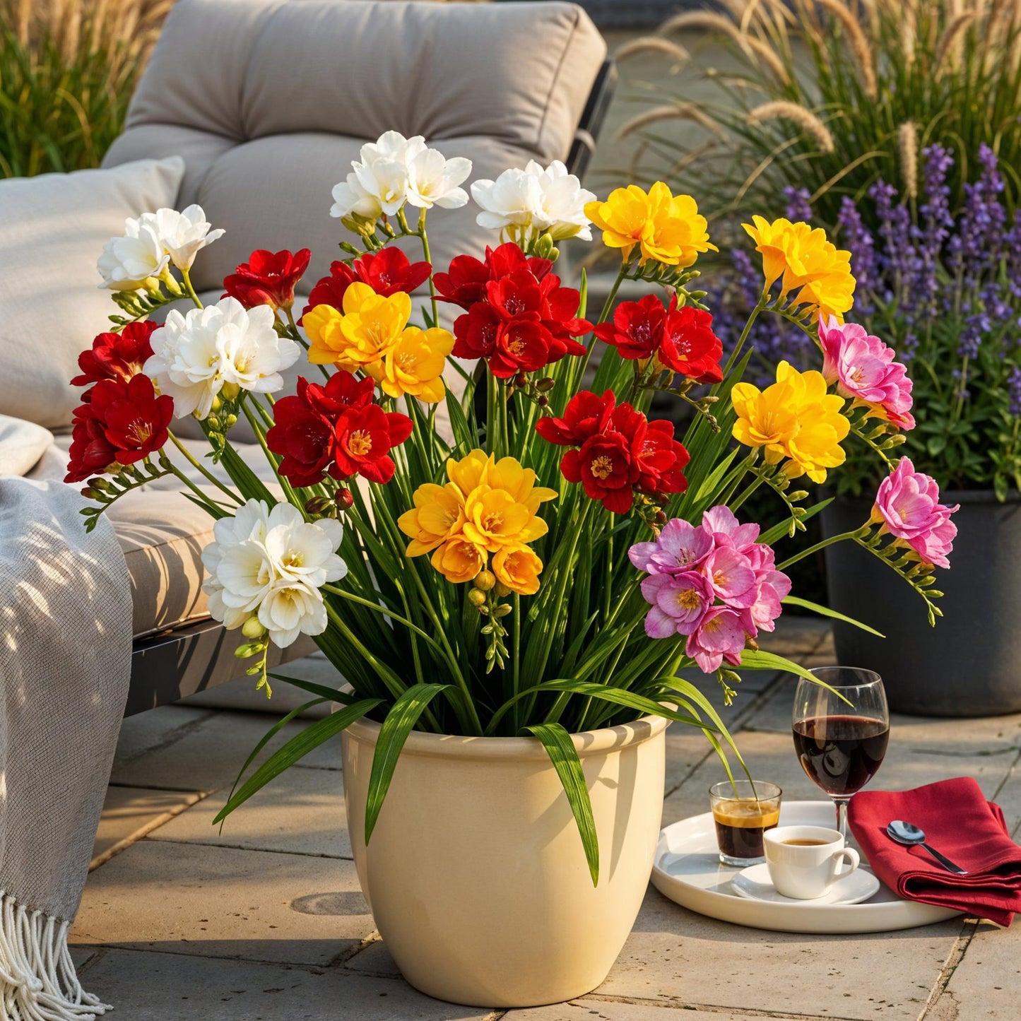 GreenboutiQ - Blumenzwiebeln - Freesia Double Mix - Verschiedene Farben - 40 Stück - Zwiebelgröße 5/6 - XXL Pack