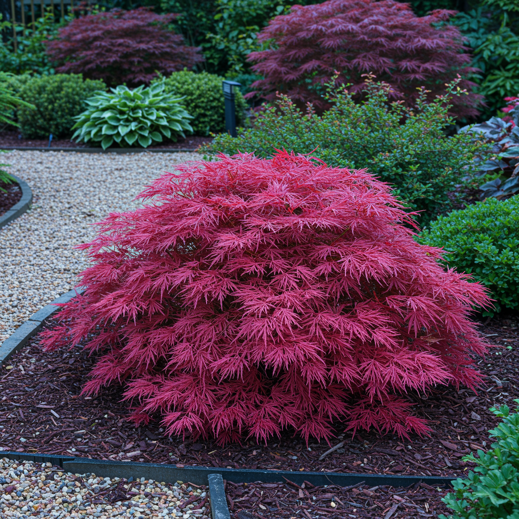 GreenboutiQ - Balkonpflanze - Japanischer Ahorn - Acer palmatum Pink Dwarf - Rosa - 1 Pflanze - Laubabwerfend - Topf 19cm Höhe 70cm