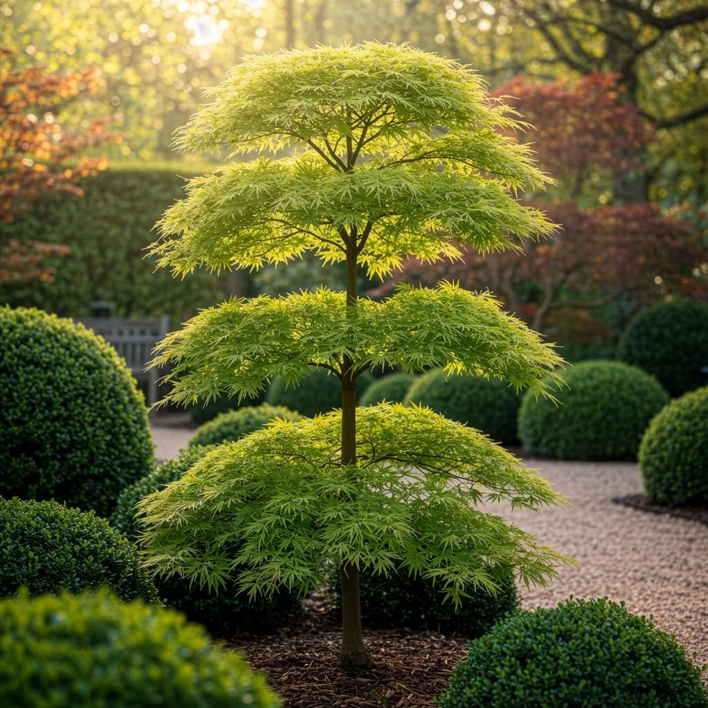 GreenboutiQ - Gartenpflanze - Acer palmatum Emerald Lace - Grün - 1 Pflanze - Laubabwerfend - Pflegeleicht - Topf 12cm Höhe 35cm