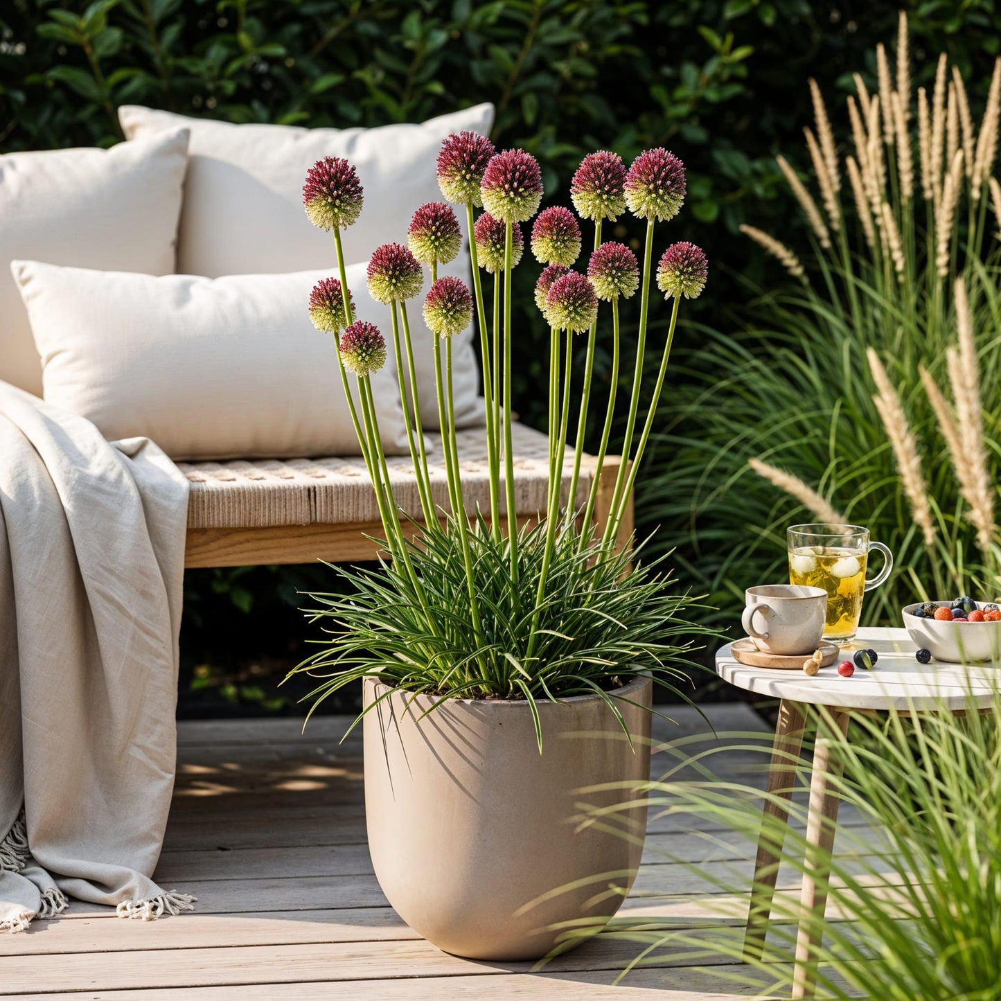 GreenboutiQ - Blumenzwiebeln - Allium Sphaerocephalon - Farbe Lila - 100 Stück - Zwiebelgröße 5/6 - XXL Pack