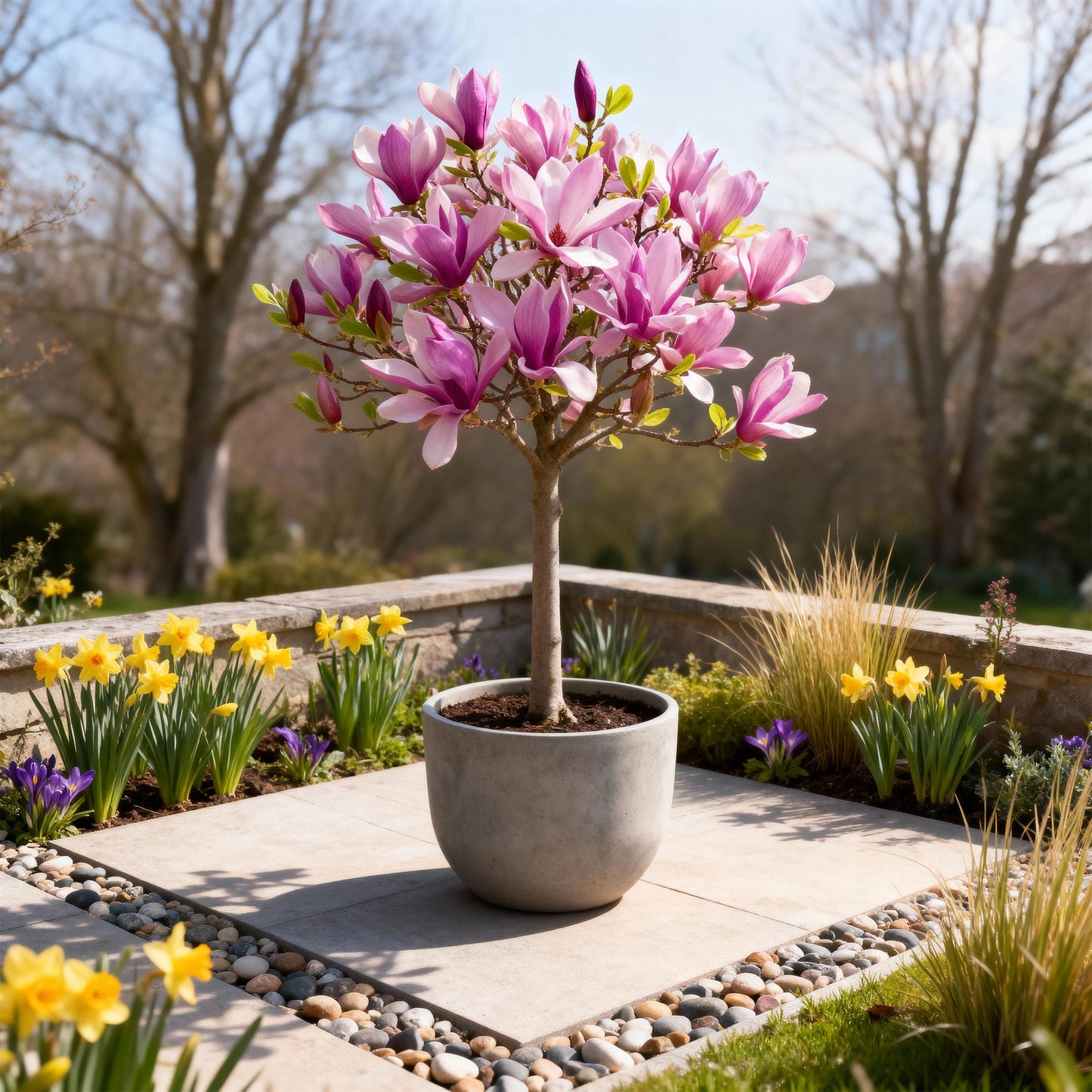 GreenboutiQ - Stamm-Pflanze - Magnolia Susan - Terrassenpflanze - Laubabwerfend - Winterhart - Rosa Blüte - Topf 19cm Höhe 90cm