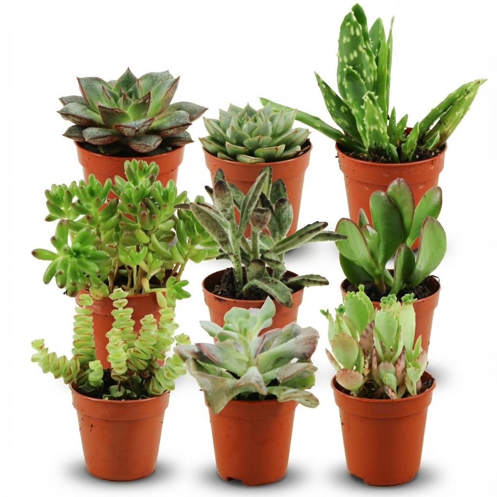 Mini Sukkulenten Mix - 9 Stück - Ø 5,5 cm - Höhe: 5-10 cm